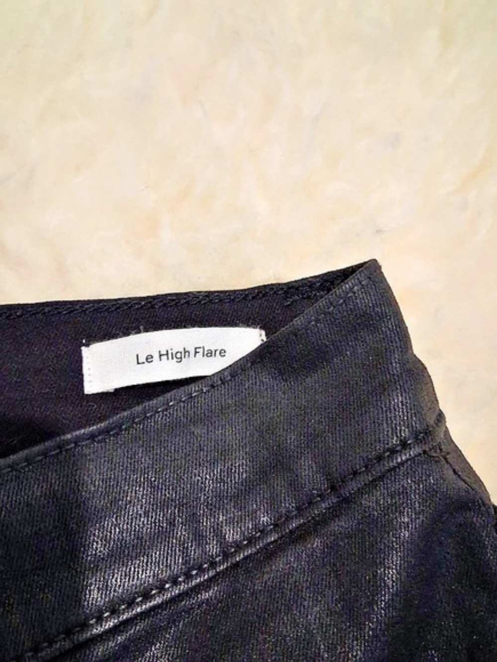 FRAME Le High Flare Coated Flare Jeans in Black Waist 29 - Picture 6 of 10